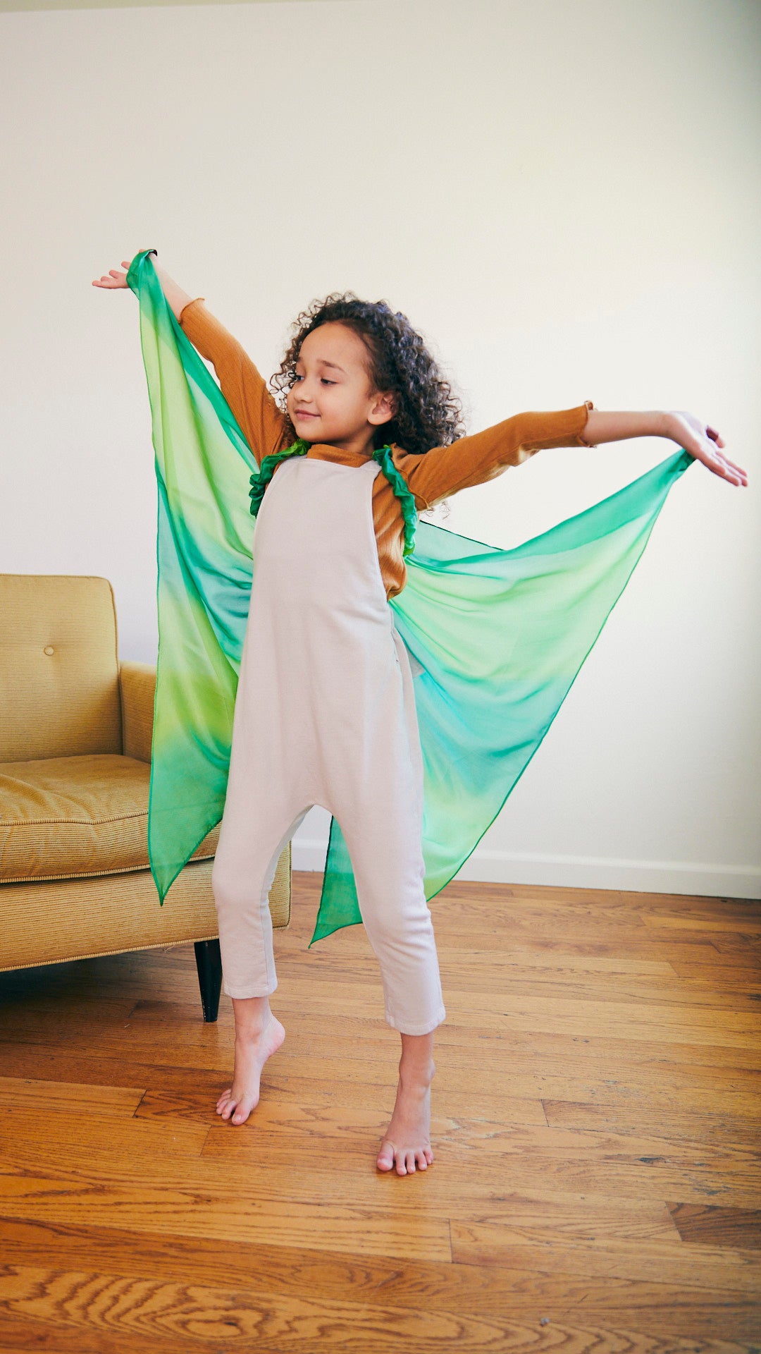 Ali da farfalla in seta, colore verde foresta