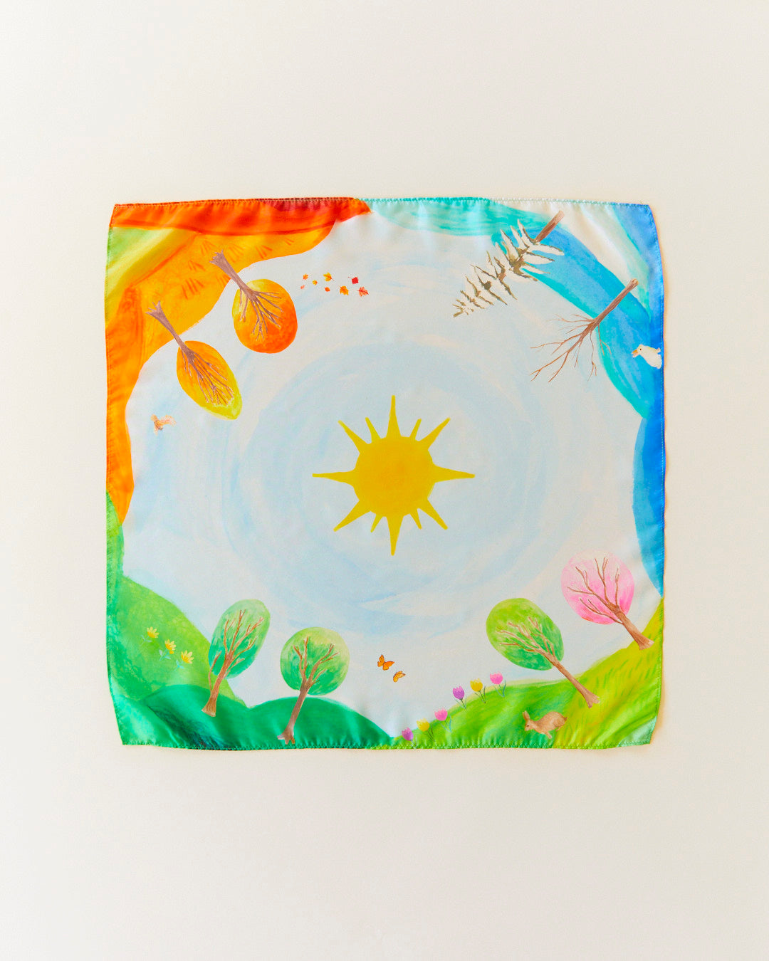 Velo in seta piccolo - il ciclo dell’anno - 53x53 cm