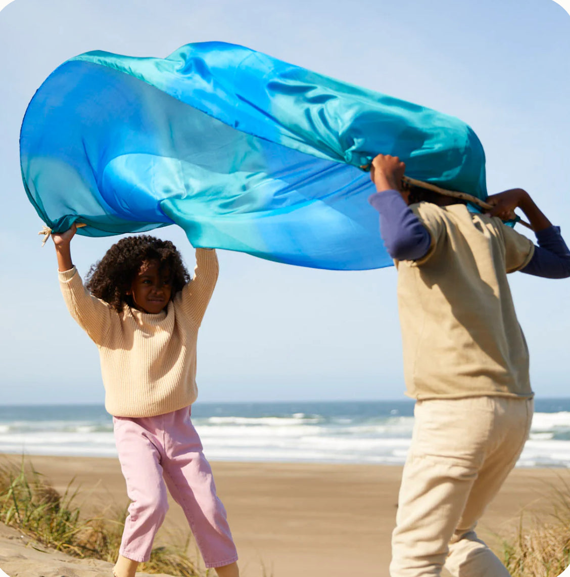 Velo in seta gigante, sfumato ocean, 190x90 cm
