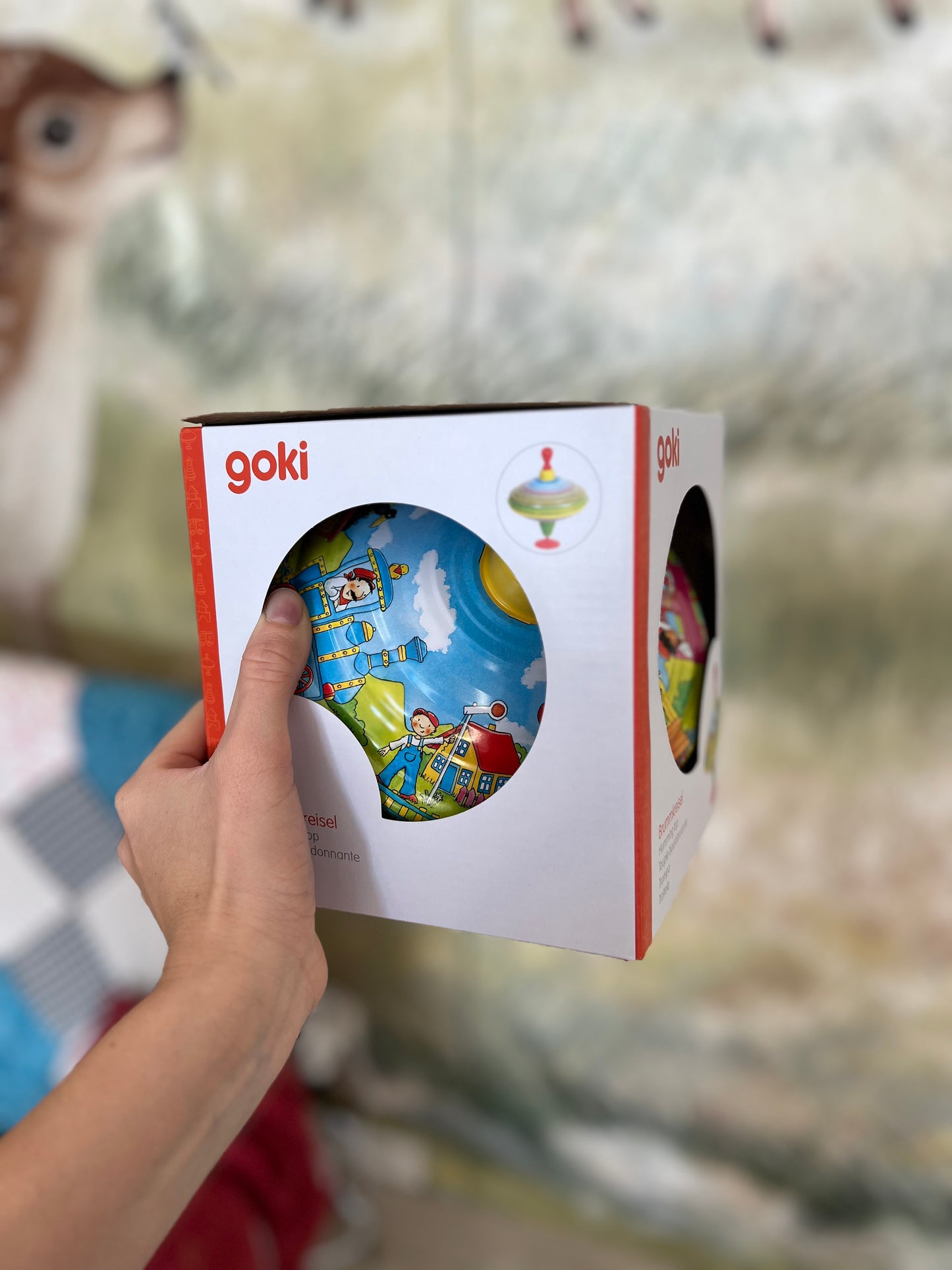 Trottola grande con impugnatura in legno Goki