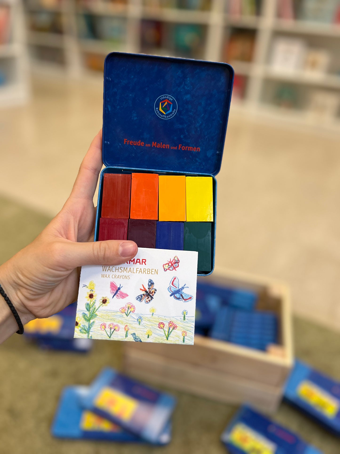 Mattoncini a cera Stockmar, 8 colori, scatola in latta