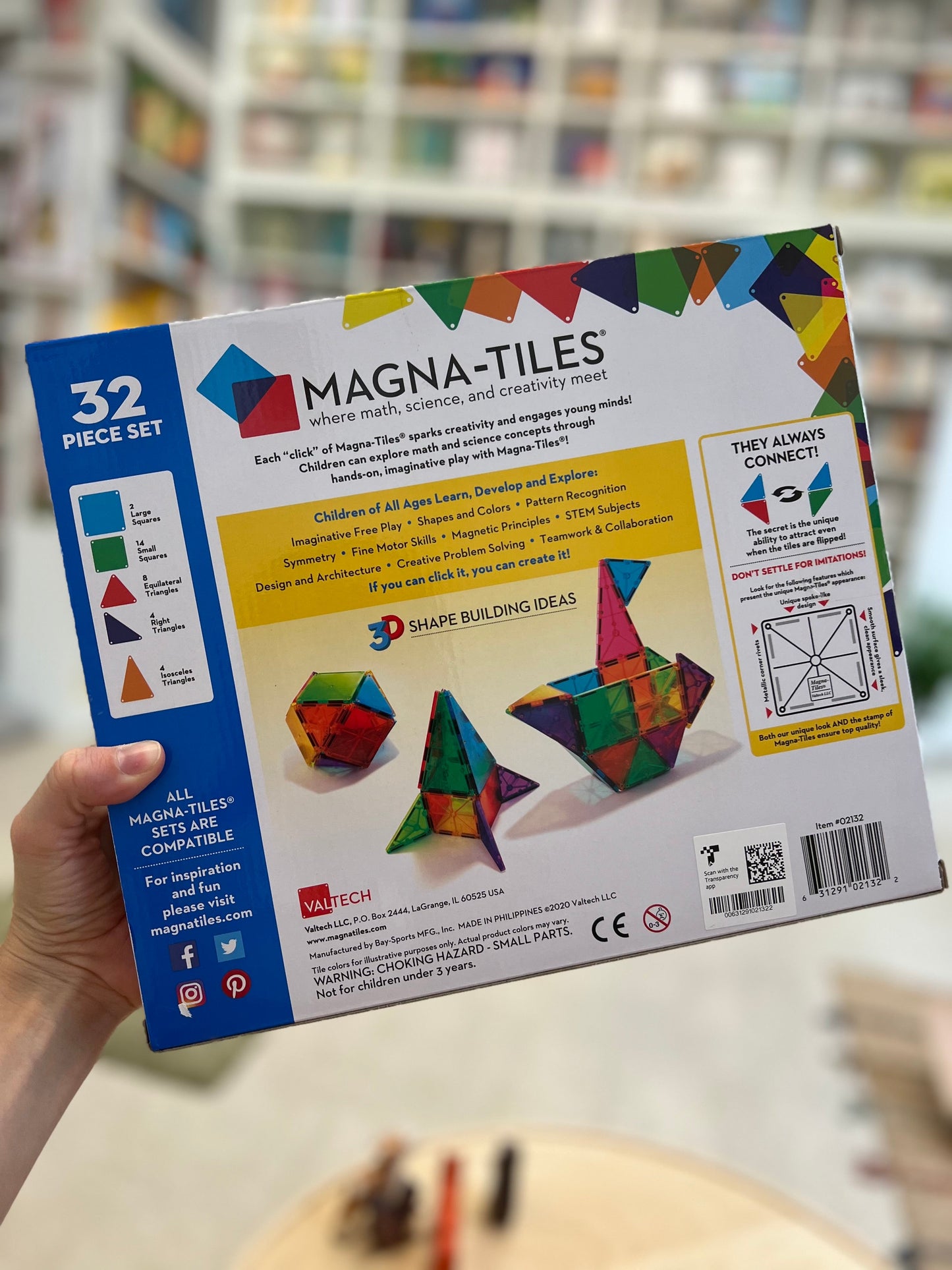 Confezione costruzioni magnetiche Magna Tiles originali 32 pezzi