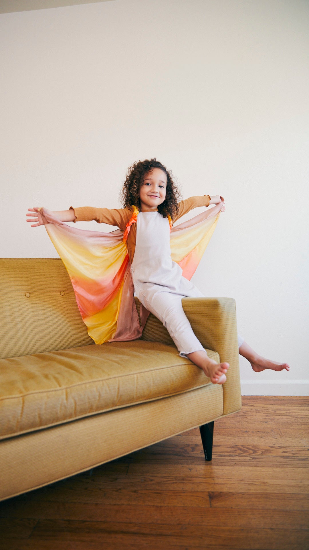 Ali da farfalla in seta, colore giallo e arancio