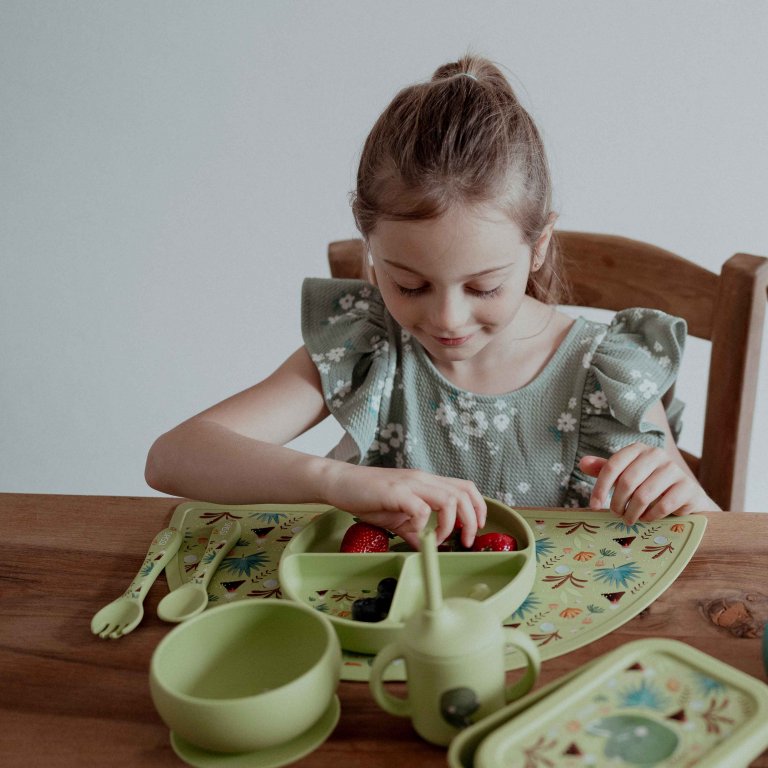 Piatto con ventosa in silicone - Dinosauro Cracky
