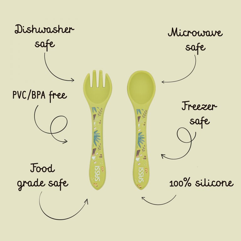 Posate in silicone - Dinosauro Cracky