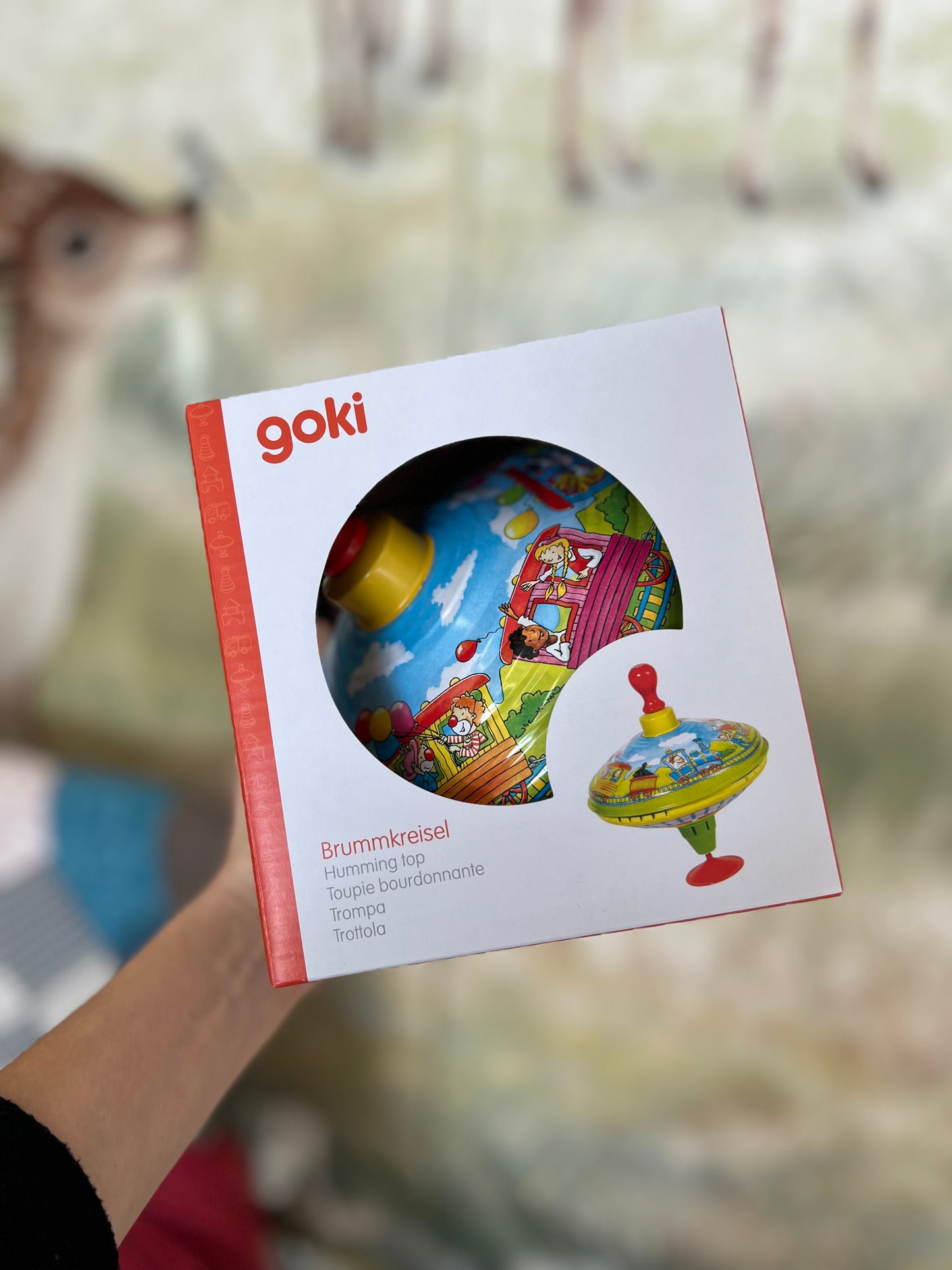 Trottola grande con impugnatura in legno Goki