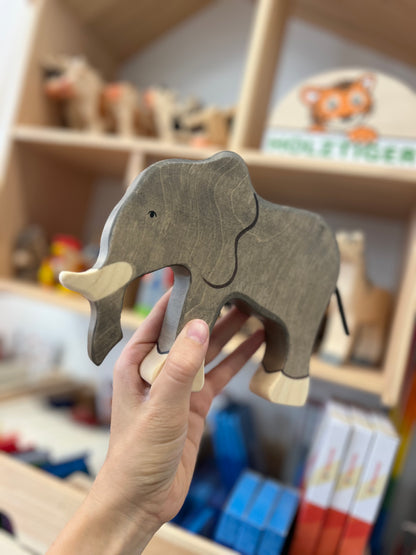 Elefante grande in legno Holztiger