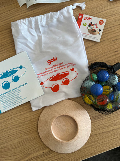 Biglie Goki con disco in legno e guida