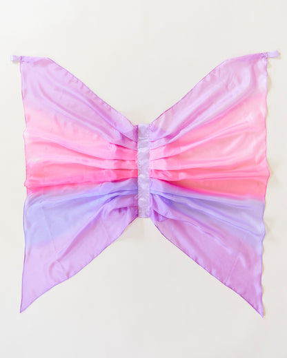 Ali da farfalla in seta, colore rosa e lilla