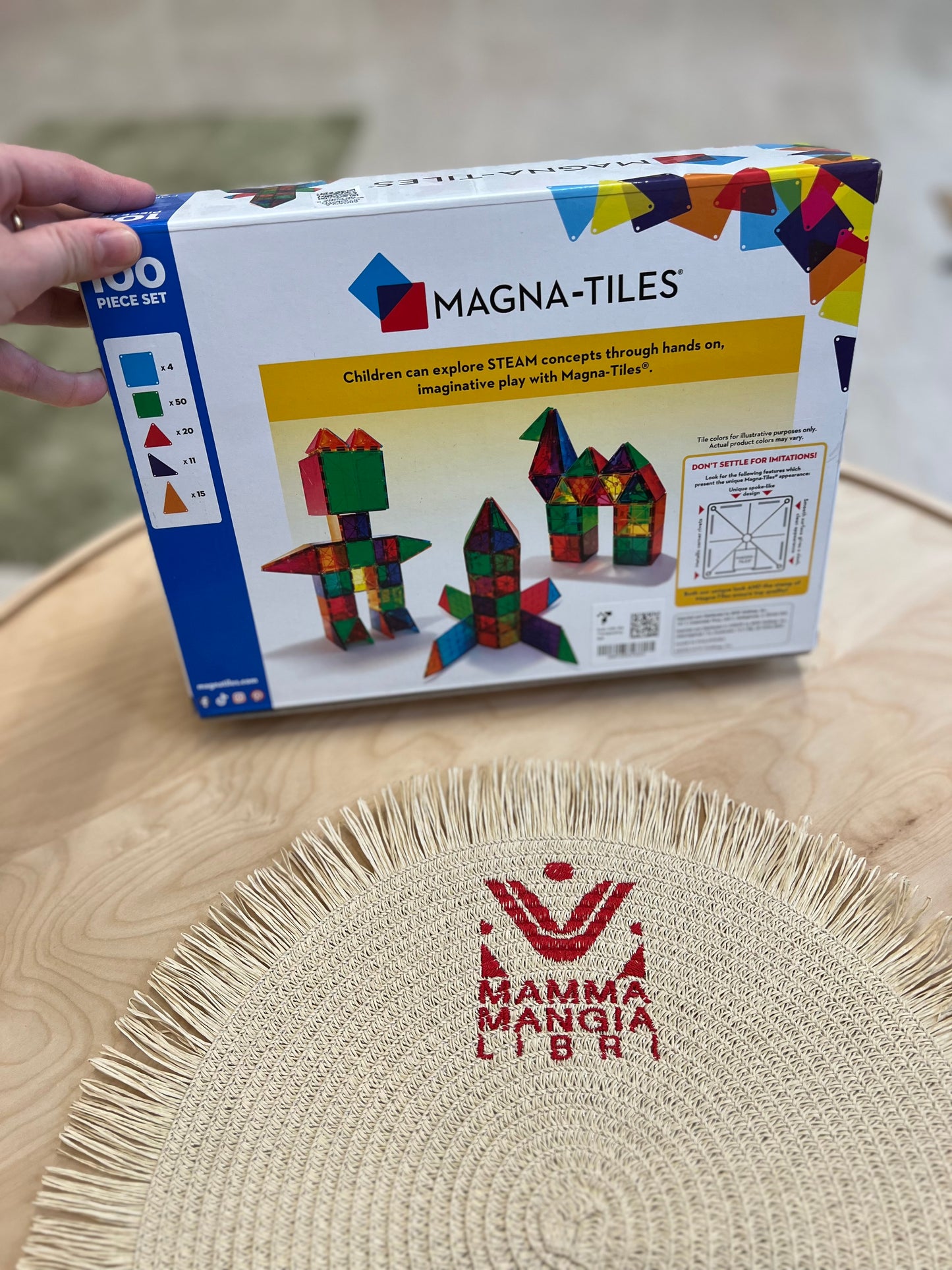 Confezione costruzioni magnetiche Magna Tiles originali, 100 pezzi