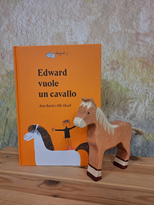 Kit libro Edward vuole un cavallo + personaggio in legno Holztiger