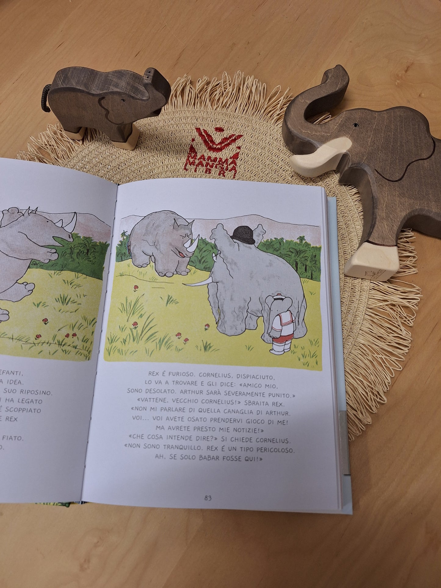 Kit Libro Babar + 2 personaggi  in Legno Holztiger